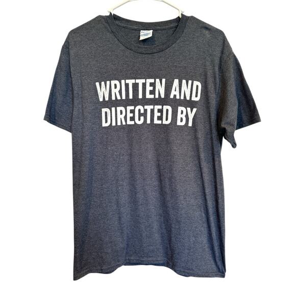 Written and Directed By Graphic Print Short Sleeve Tee Gray Medium NWOT - Picture 2 of 5